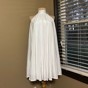 Aura Sz M White Halter Babydoll Dress Tie Neck Fairycore Coquette Cottagecore